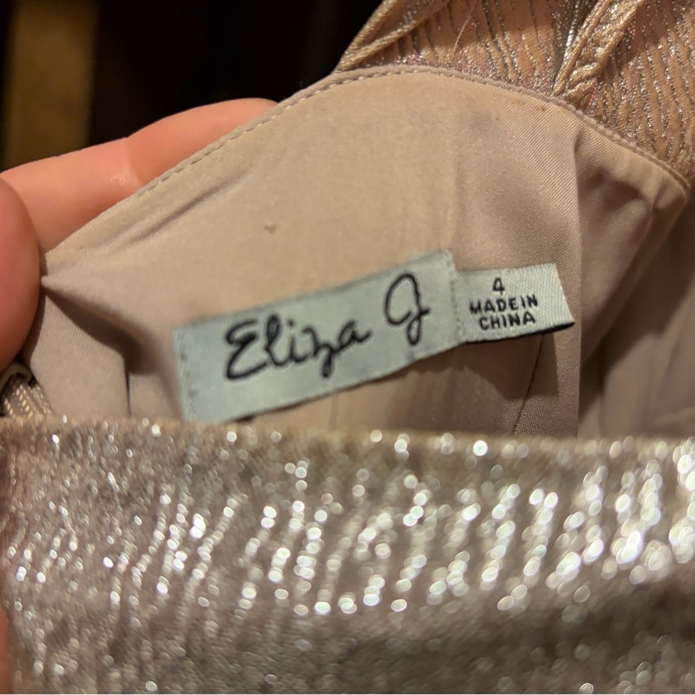 Eliza J Silver One Shoulder Dress